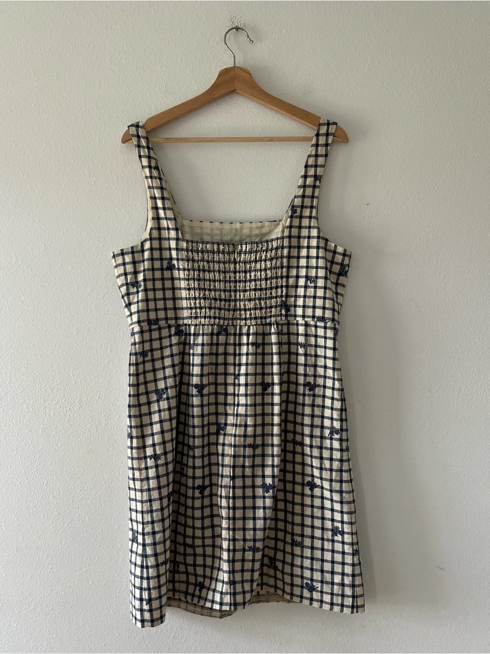 SEZANE | Dorothe Embroidered Floral Check Organic Cotton Dress | 44/US 12 - Picture 4 of 4